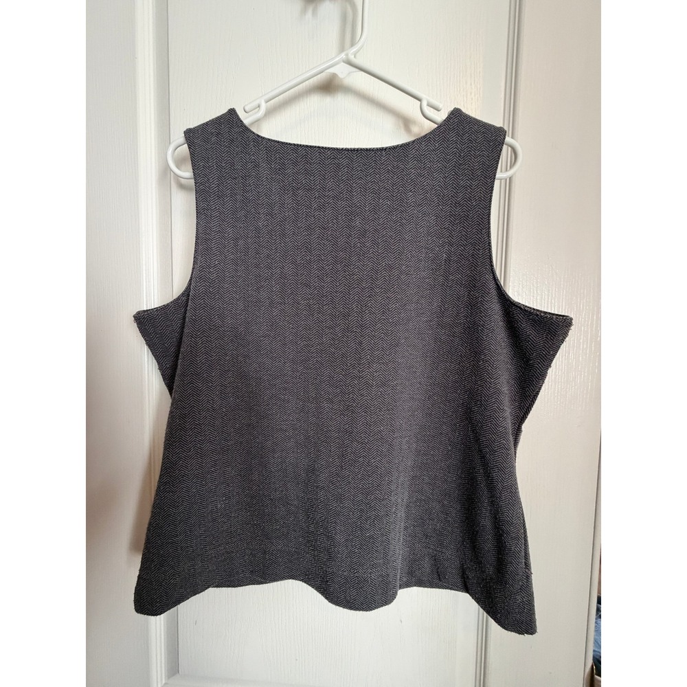 Eddie Bauer Sleeveless Top Women XL Grey Herringbone Tank Office Work Business - Picture 13 of 13